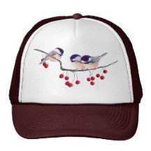 CHICKADEES y BAYAS ROJAS de SHARON SHARPE Gorro