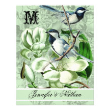 Chickadees y magnolias que casan la tarjeta de RSV Invitación