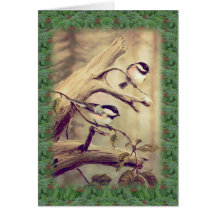 CHICKADEES y RAMAS del ABETO de SHARON SHARPE Tarjetas