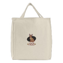 Chihuahua del amor bolsa de mano bordada