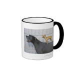 Chihuahua en la parte posterior de great dane tazas de café