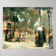 Childe Hassam - escena parisiense de la calle Poster