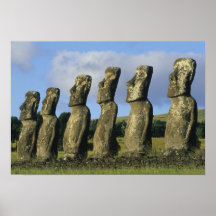 Chile, isla de pascua, Rapa Nui, Ahu Akivi Poster