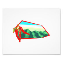 Chilis con la gama del moutain detrás foto