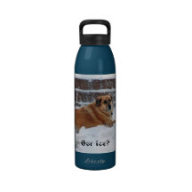 Chillin en la nieve helada - golden retriever botella de beber