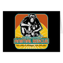 Chimpancé animal del rescate tarjetón