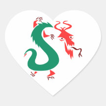 chino abstracto verde rojo dragon.png pegatinas  