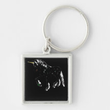 chispas negras del unicornio llavero personalizado