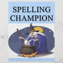 Chiste de la bruja del campeón del deletreo tarjeton