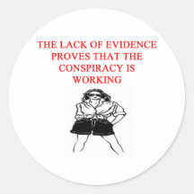 chiste de la teoría de conspiración etiqueta redonda