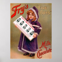 Chocolate con leche del vintage impresiones