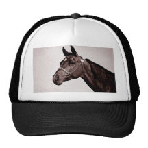 Chocolate de la sepia de la cabeza de caballo gorros bordados