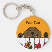 Chocolate Labrador que le mira Llavero Personalizado