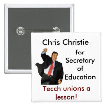 Chris Christie para la secretaria de la educación Pins