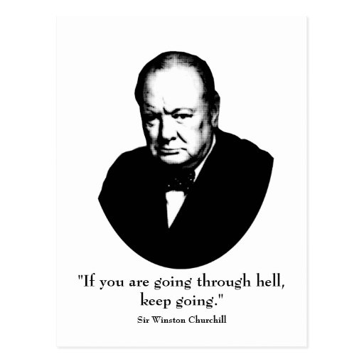 Churchill y cita tarjeta postal