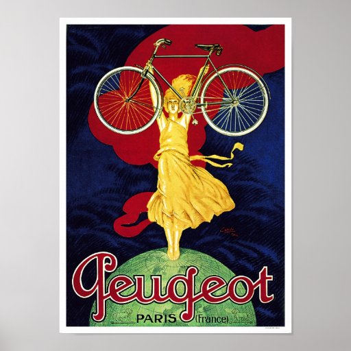 Ciclos de Peugeot - poster de la bicicleta del vin