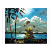 Cielo iluminado por la luna tropical postal