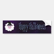 Cielo mágico del dibujo animado del feliz Hallowee Pegatina De Parachoque