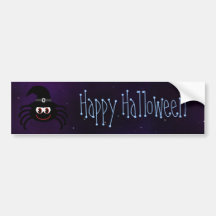 Cielo mágico del dibujo animado del feliz Hallowee Etiqueta De Parachoque