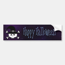 Cielo mágico del dibujo animado del feliz Hallowee Pegatina De Parachoque