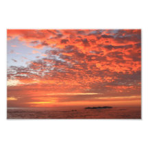 Cielo rojo de la alba del amanecer impresiones fotográficas