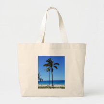 Cielos y palmera hawaianos azules bolsas de mano