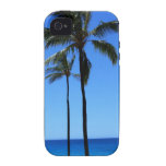 Cielos y palmera hawaianos azules vibe iPhone 4 carcasa
