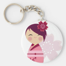 Cierre de Kokeshi Sakura encima del llavero