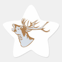 Ciervos del macho que rugen calcomanía forma de estrella personalizada