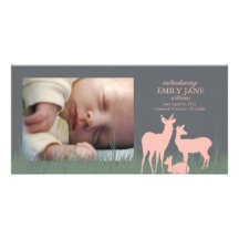 Ciervos en una invitación del nacimiento del campo tarjeta fotografica personalizada