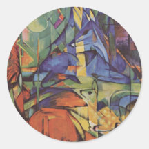 Ciervos - Franz Marc Etiqueta Redonda