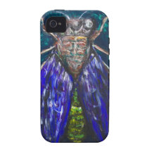 Cigarra azul (pintura surrealista del insecto del  iPhone 4/4S carcasas