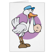 Cigüeña con el bebé felicitaciones