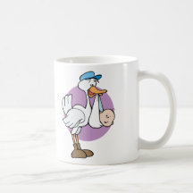 Cigüeña con el bebé tazas