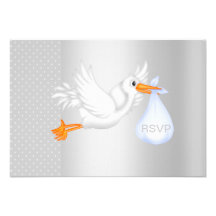 CIGÜEÑA DE PLATA DE RSVP DEL PUNTO INVITACIÓN PERSONALIZADA