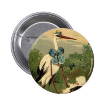 Cigüeña del Victorian del vintage y carro de bebé Pin