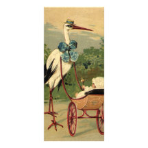 Cigüeña del Victorian del vintage y carro de bebé Diseño De Tarjeta Publicitaria