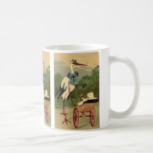Cigüeña del Victorian del vintage y carro de bebé Tazas De Café