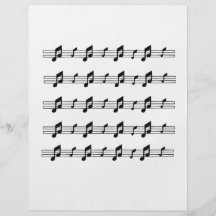Cinco bastones de la música con el bw de las notas tarjetas publicitarias