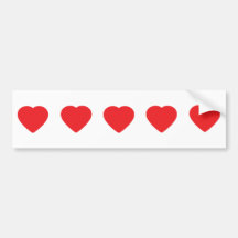 cinco corazones rojos pegatina de parachoque