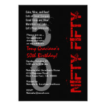 Cincuenta hábiles - rojo blanco negro del 50.o cum invitacion personal 