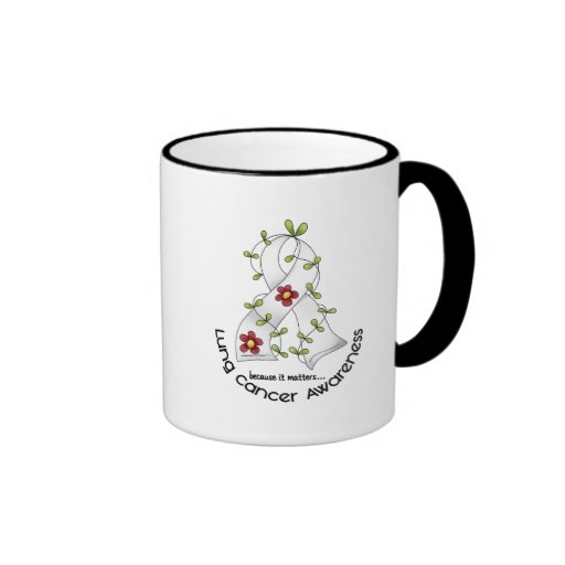 CINTA 1 de la FLOR de la conciencia del cáncer de  Tazas De Café