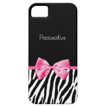 Cinta blanco y negro de moda del rosa del estampad iPhone 5 coberturas