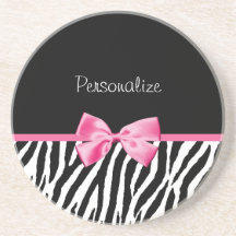 Cinta blanco y negro de moda del rosa del estampad posavasos para bebidas