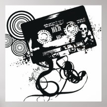 Cinta de audio del Grunge y poster retros del crán