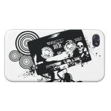 Cinta de audio y cráneo retros del Grunge iPhone 4/4S Fundas