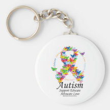 Cinta de la mariposa del autismo llavero