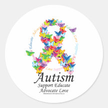 Cinta de la mariposa del autismo pegatina