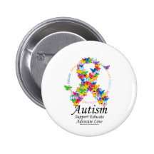Cinta de la mariposa del autismo pins