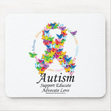 Cinta de la mariposa del autismo tapete de ratones